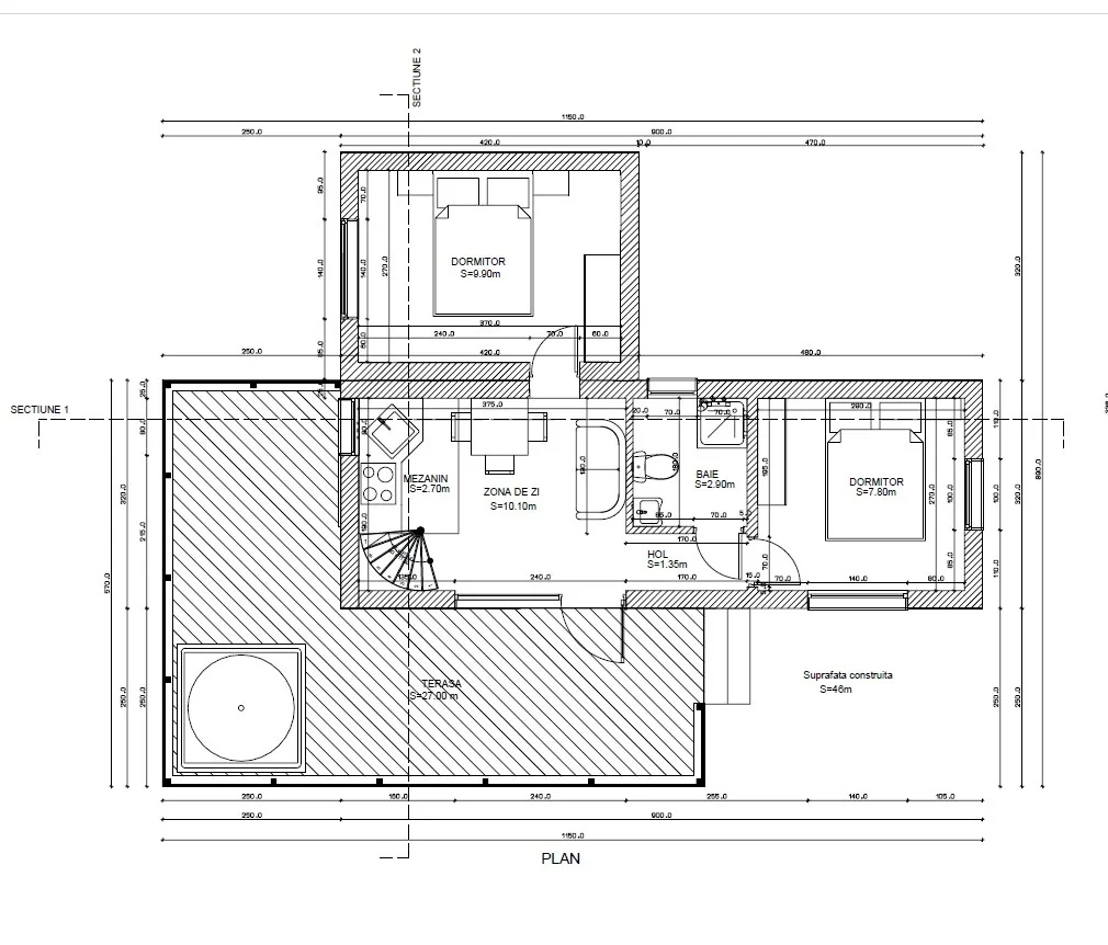Plan Kubo Loft Grande 46 m²