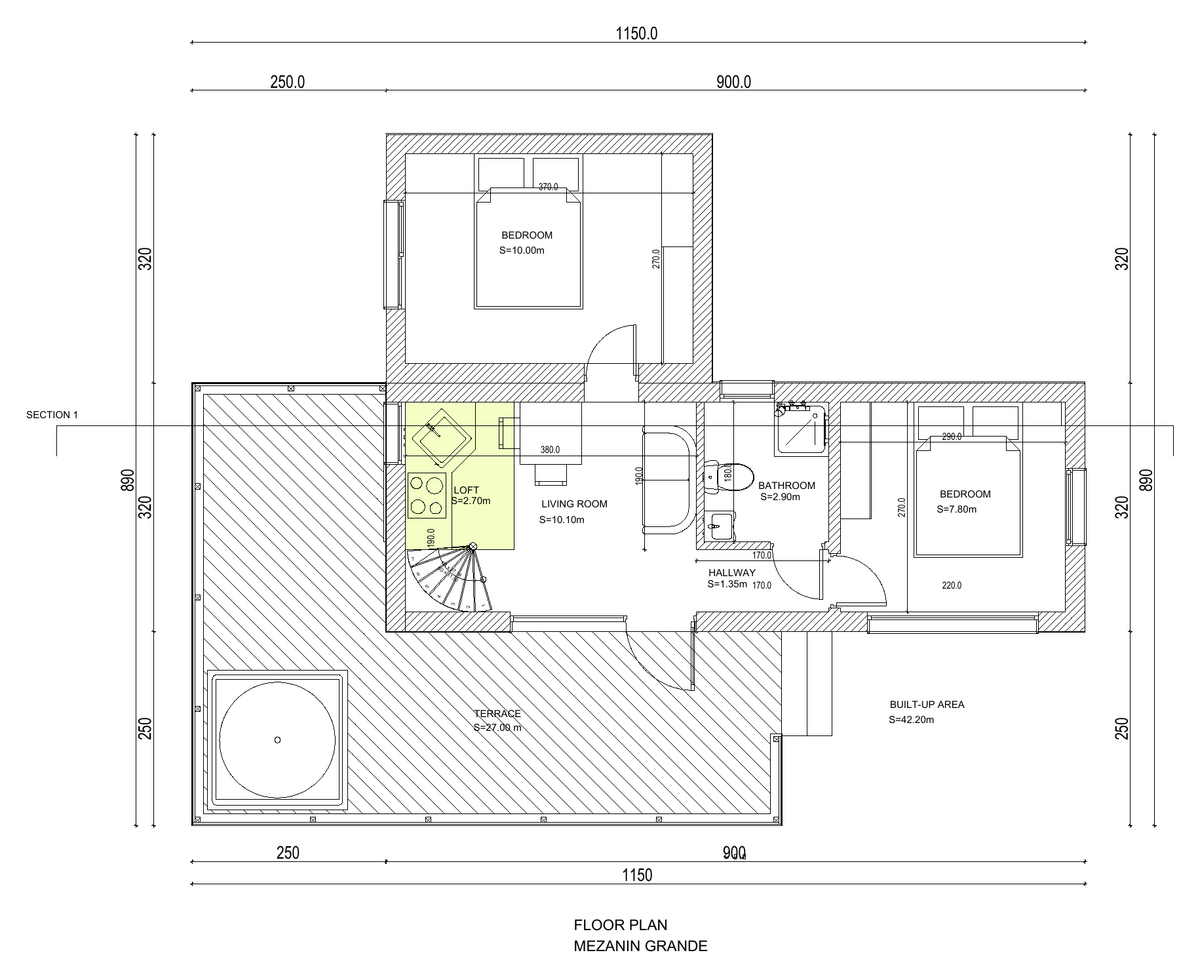 Plano Kubo Loft Grande 46 m²