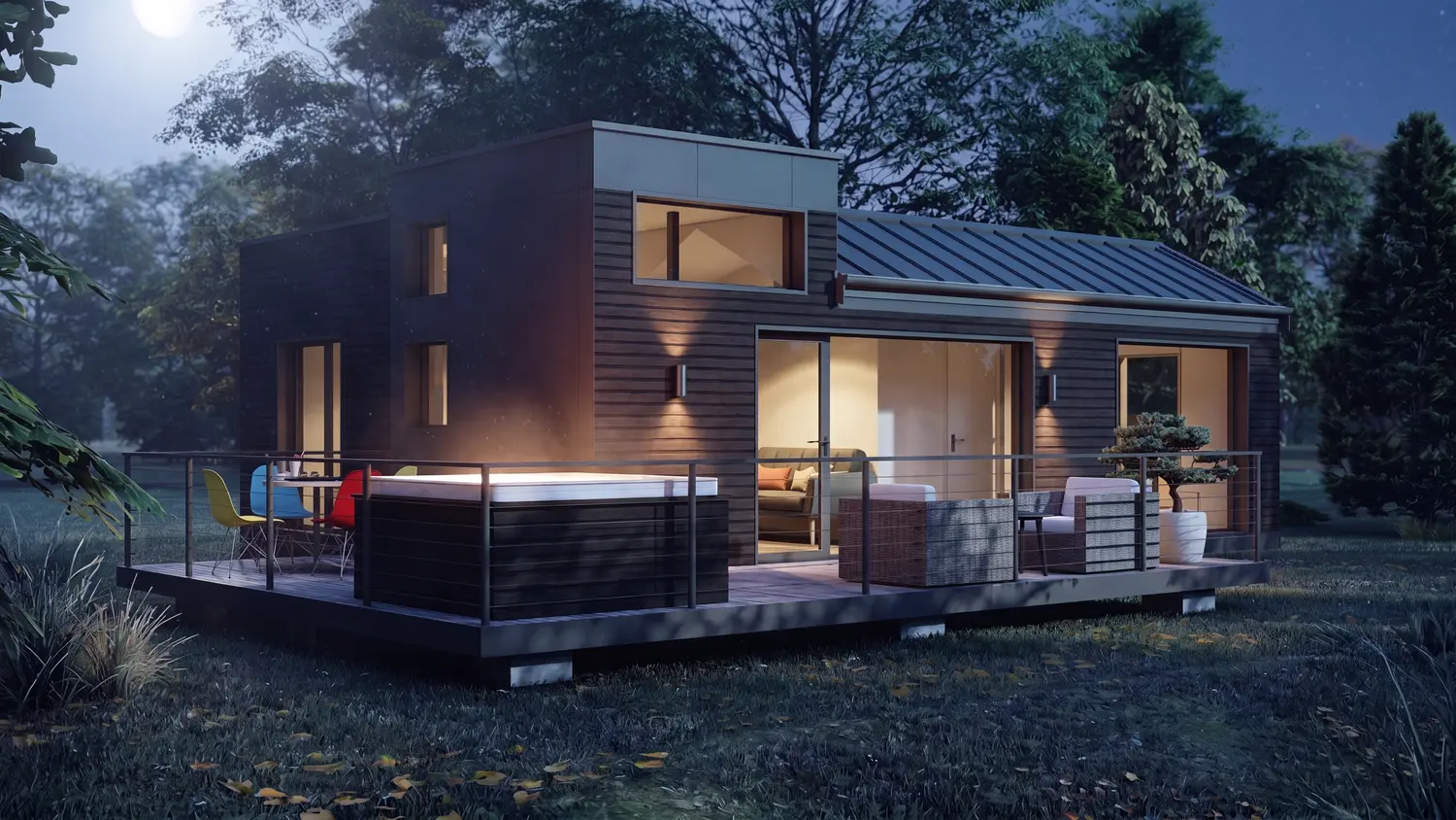 Kubo Loft Grande — exterior al anochecer