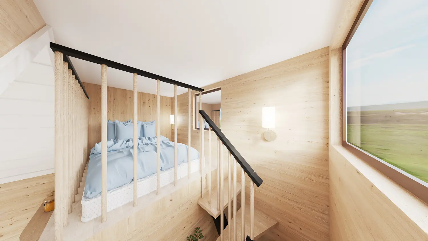 Kubo Loft Mini — dormitorio en mezzanine